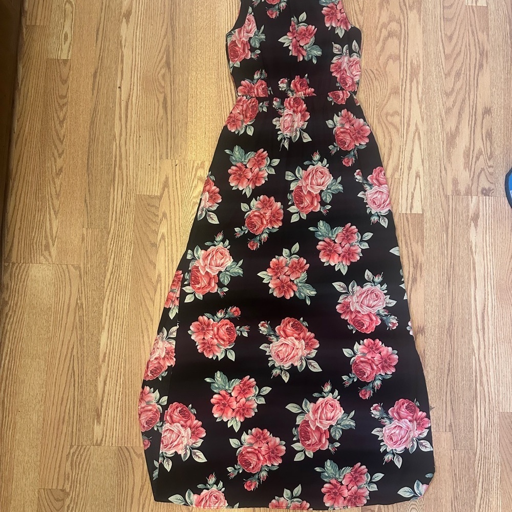 Floral Sleeveless Maxi Dress Stretch Waist Size Large Everly